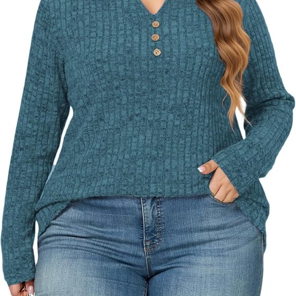Casual Chic Plus Size Women's Sweater - Comfortable Long Sleeve Tunic in XL-5XL - Picture 1 of 7